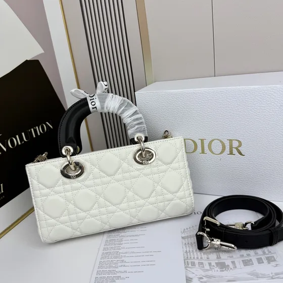 Dior Lady D-Joy Putih 22cm Top Handle