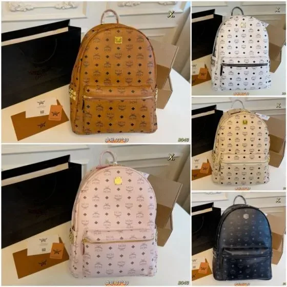 MCM Stark Backpack Cognac White Beige Pink Black 33 40 Backpack