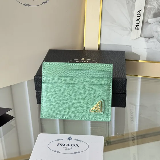 Prada Saffiano Card Holder Mint Green Card Holder