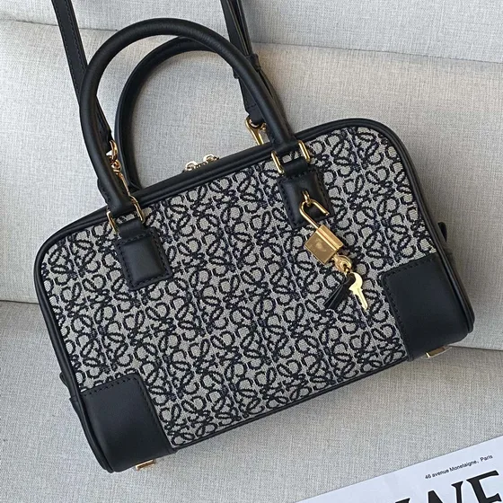 Loewe Amazona Bag Black Gray Top Handle