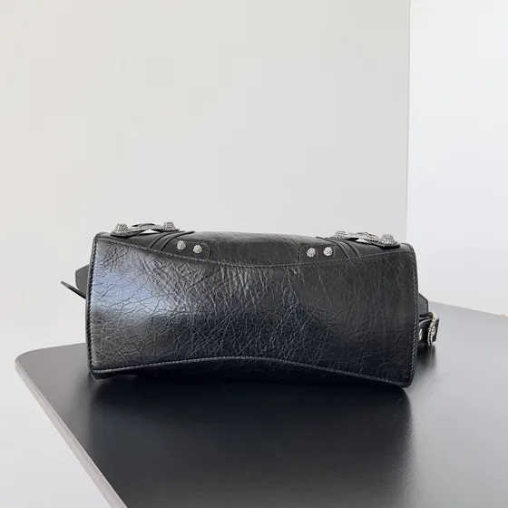 Balenciaga Neo Cagole City Bolso de mano With Rhinestones Negro Asa superior