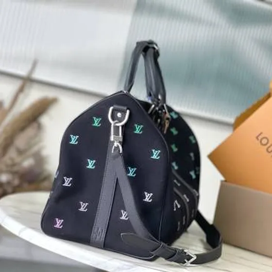 Louis Vuitton Keepall Bandouliere 50 Black Multicolor Monogram 50 x 29 x 23 cm travel