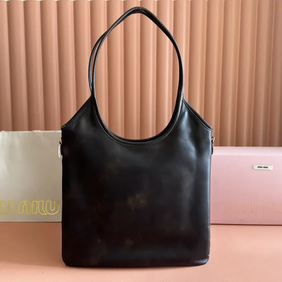 Miu Miu Leather Hobo Bag Black Hobo