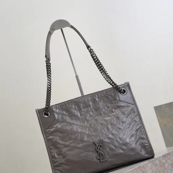 YSL Niki Shopping Tote Fog Grey Tote Bag