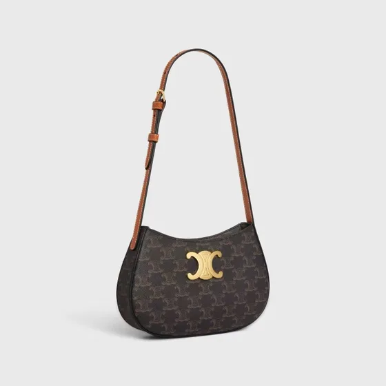 Celine Tilly Bag Tan Triomphe Canvas Brown Shoulder Bag