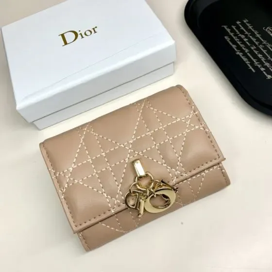 Dior Lady Dior Flap Card Holder Beige Card Holder