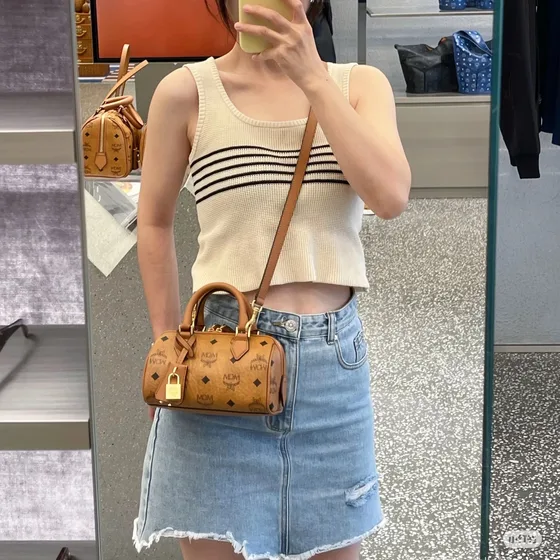 MCM Ella Boston Mini Noir Anse supérieure