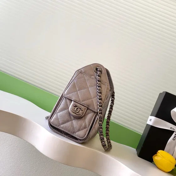 Chanel 25 Bag Metallic Pewter Hobo