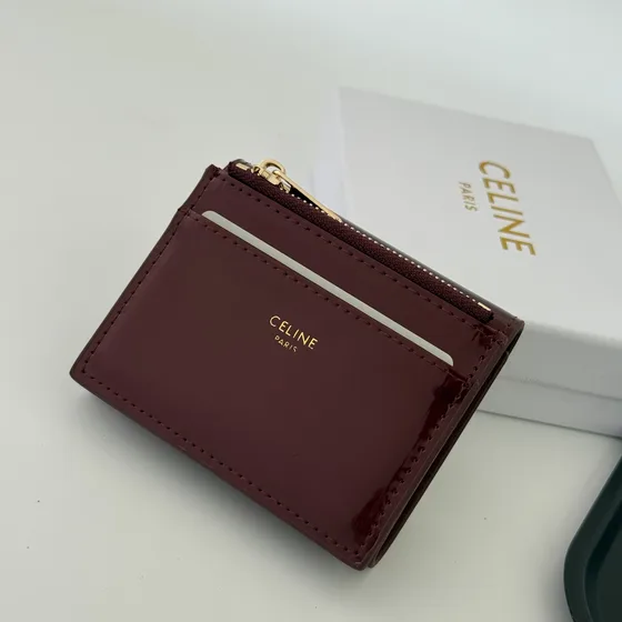 Celine Triomphe Compact Кошелёк Бордовый Card Holder