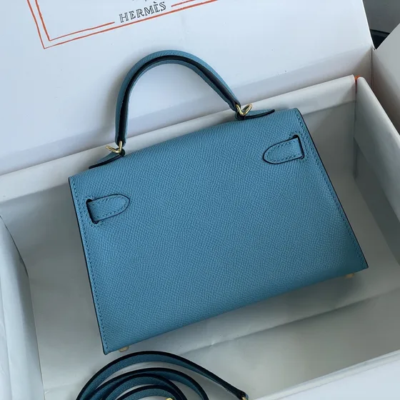 Hermes Mini Kelly Light Blue Top Handle