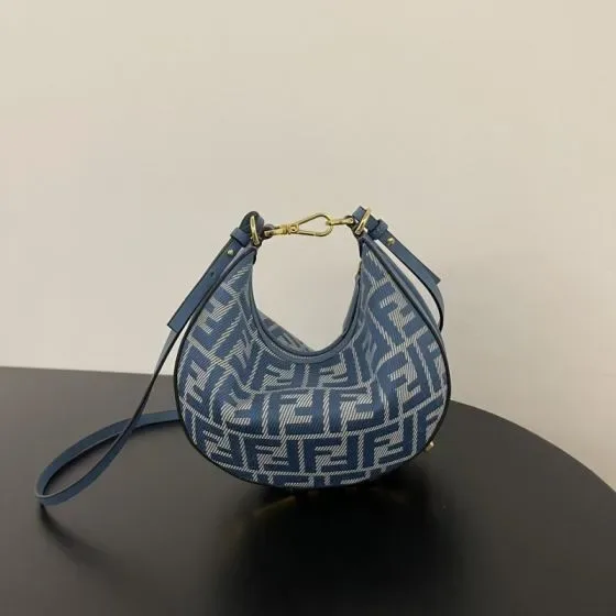 Fendi Fendigraphy Mini Hobo Bag Blue Hobo