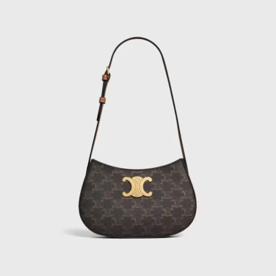 Celine Tilly Bag Tan Triomphe Canvas Brown Shoulder Bag