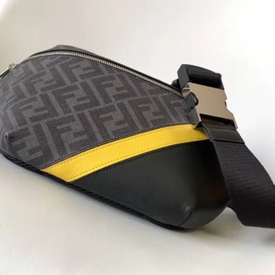 Fendi Nero FF with Giallo 36x9x36cm crossbody
