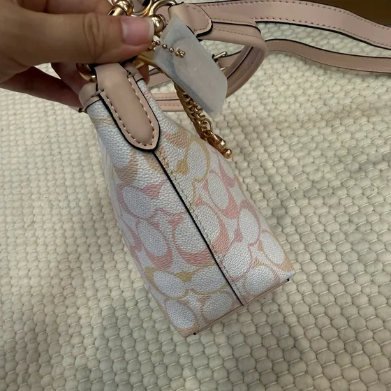 Coach Mira Crossbody In Signature Canvas With Heart Print Blush Pink Crossbody