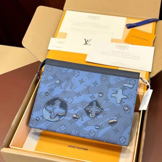 Louis Vuitton Pochette Voyage Monogram Aquagarden Blue 27 x 21 x 6 cm everyday