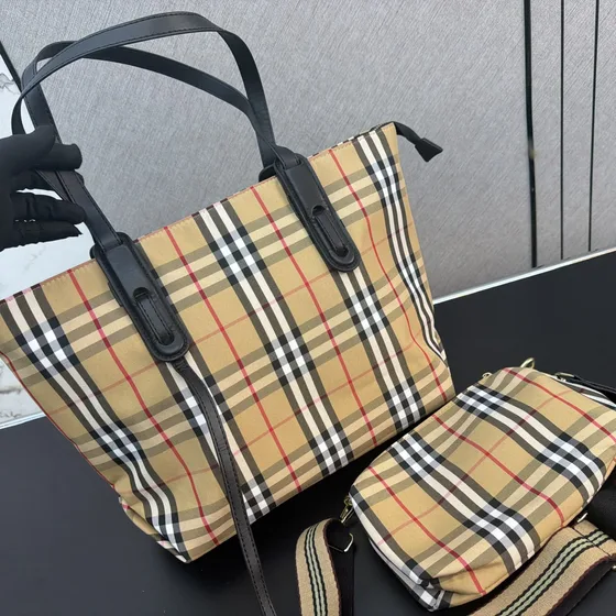 Burberry Vintage Check Tote Bag With Pouch Archive Beige Tote Bag