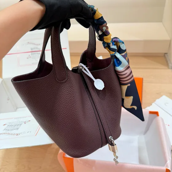 Hermes Picotin Lock Dark Coklat Top Handle