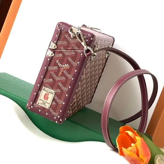 Goyard Cassette Trunk Bag Burgundy Crossbody