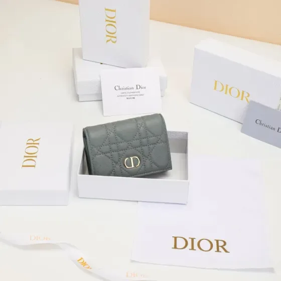 Dior Dior Caro Compact Wallet Gray Wallet