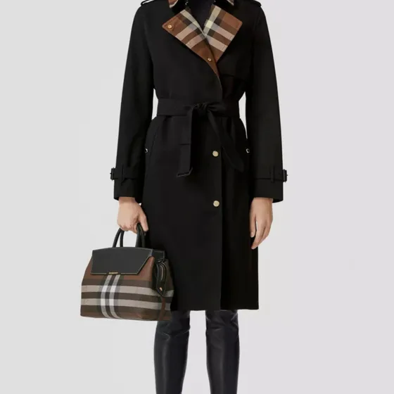 Burberry Cathcart Black Brown Check Top Handle