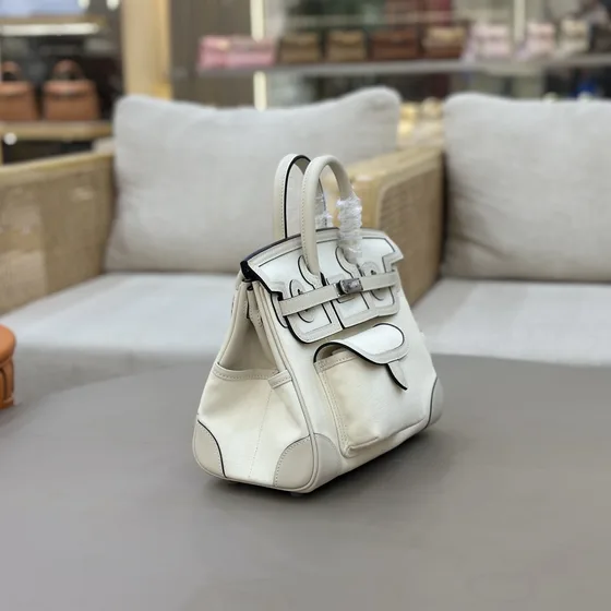 Hermes Birkin Cargo Vit Topphandtag