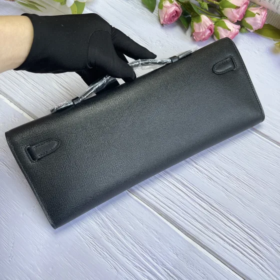 Hermes Kelly To Go Black Wallet