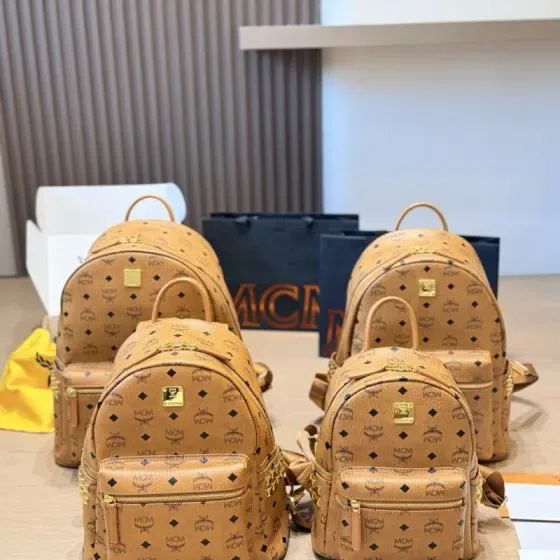 MCM Stark Visetos Backpack Cognac Brown Backpack