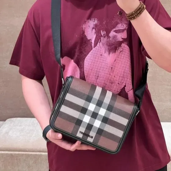 Burberry Alfred Messenger Bag Birch Brown Check Crossbody