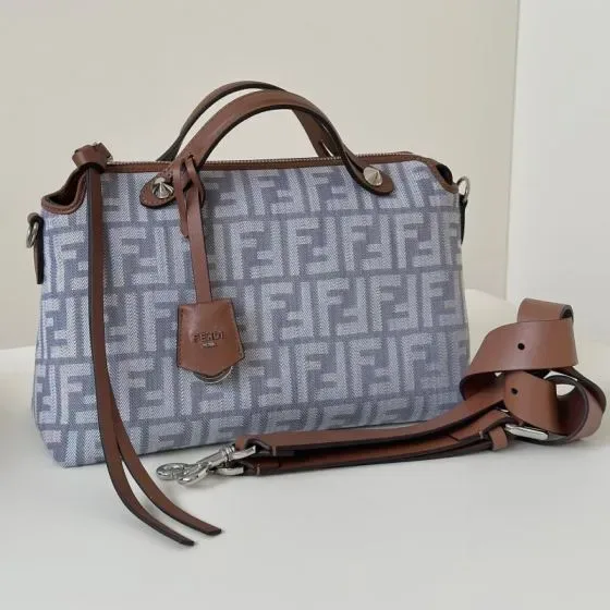 Fendi By The Way Light Blue Brown Top Handle