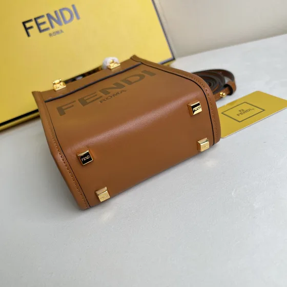 Fendi Sunshine Mini Shopper Bag Coklat Top Handle