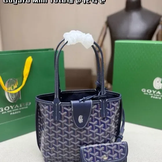 Goyard Anjou Mini Tote Navy Blue Tote Bag