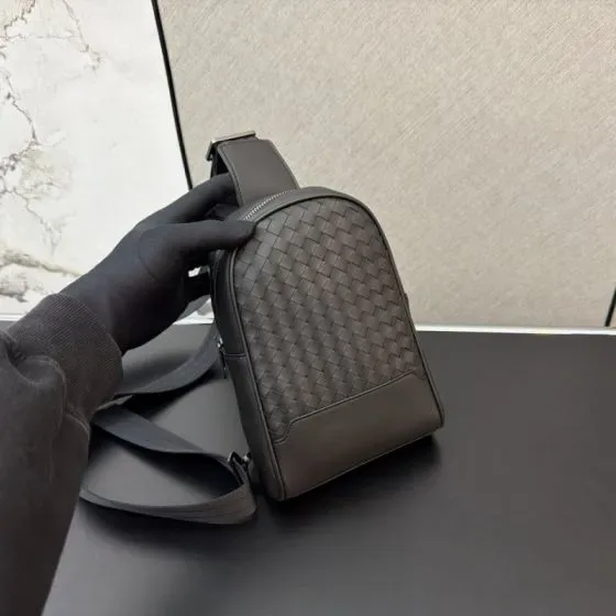 Bottega Veneta Intrecciato Sling Backpack Dark Grey Crossbody
