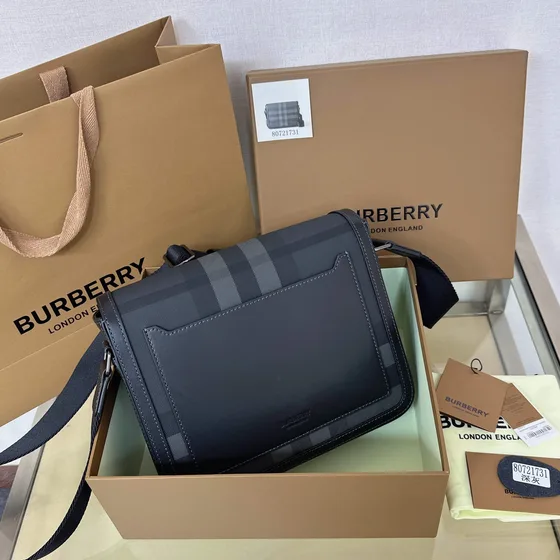 Burberry Check Crossbody Bag Charcoal Crossbody