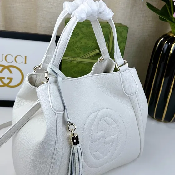 Gucci Soho Кожа Верхняя ручка Bag Белый 30x26x14cm Верхняя ручка
