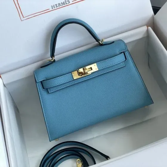 Hermes Mini Kelly Light Blue Top Handle