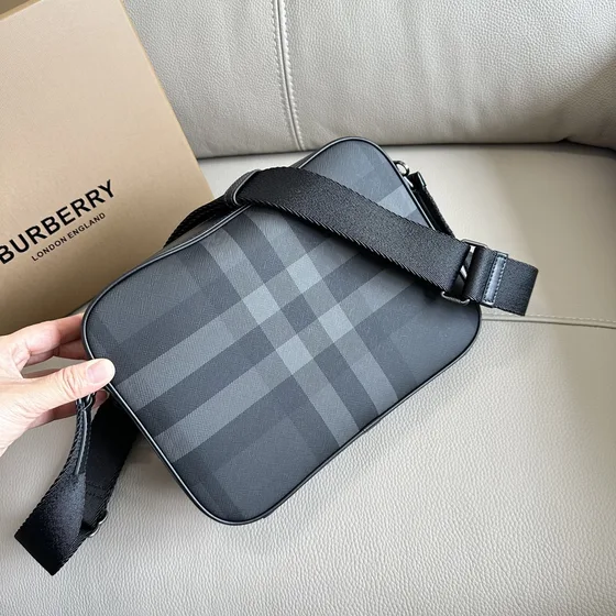 Burberry Check Crossbody Bag Charcoal Crossbody