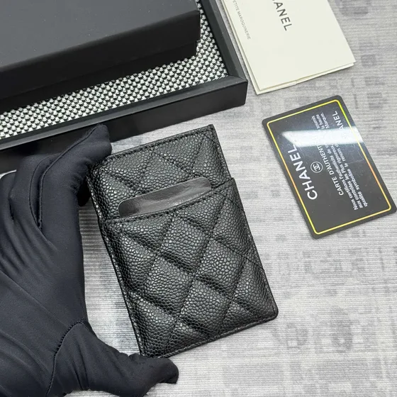 Chanel Quilted Caviar Card Holder Hitam Card Holder