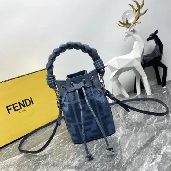 Fendi Mon Tresor Mini Bucket Bag Blue Crossbody