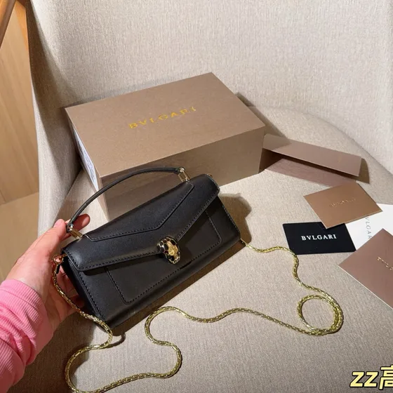 Bvlgari Serpenti Forever Chain Crossbody Bag Black Crossbody