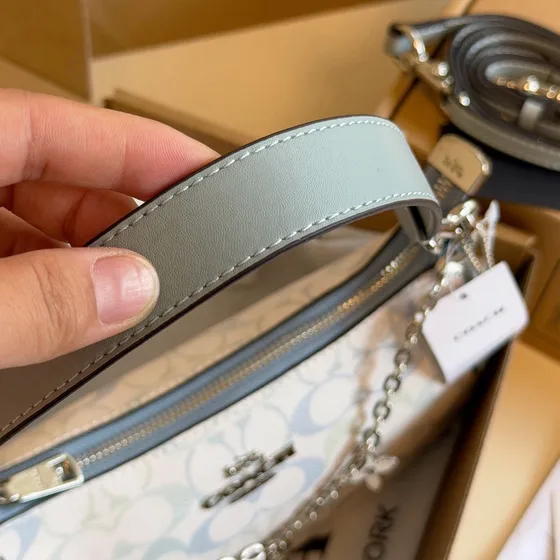 Coach Teri Shoulder Bag Light Blue White Shoulder Bag