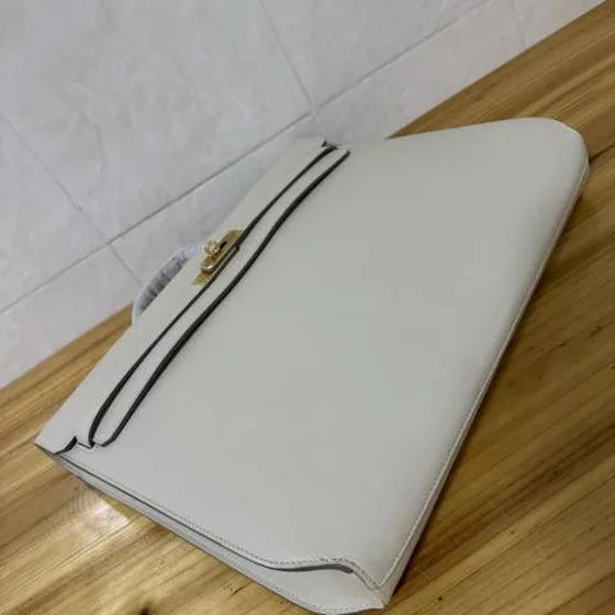 Hermes Kelly Depeches Blanc 36x29x5cm business