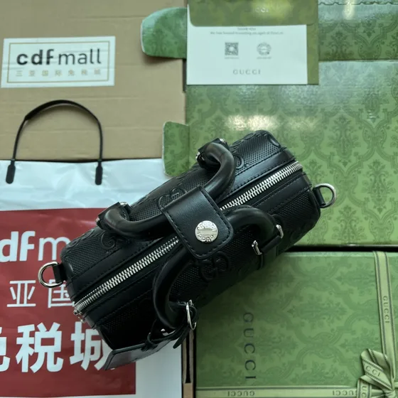 Gucci Gg Embossed Mini Duffle Bag Hitam Top Handle