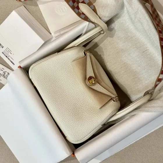 Hermes Lindy Mini White Shoulder Bag