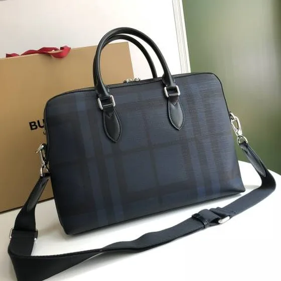 Burberry Maletín Smoked check dark Azul marino Negro 37 x 5 x 27cm business