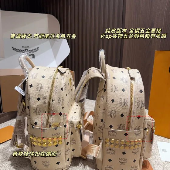 MCM Stark Visetos Backpack Beige Backpack