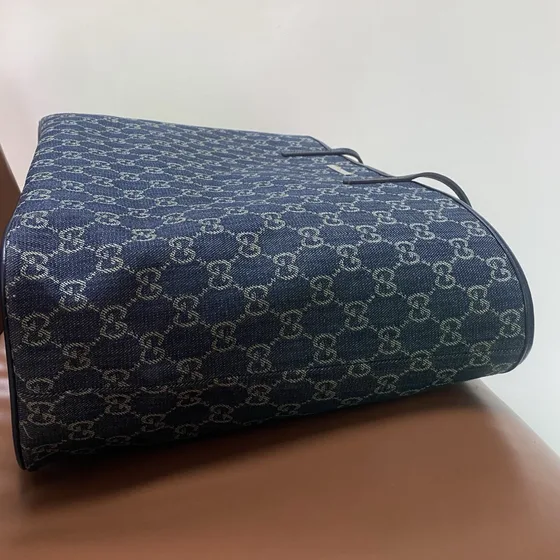 Gucci Tribeca Tote Dark สีฟ้า Denim 38cm Tote Bag