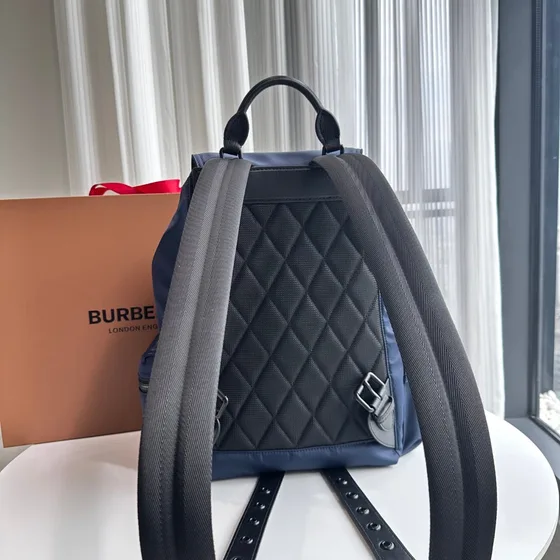 Burberry Logo Print Nylon Drawstring Backpack Navy Blue Backpack