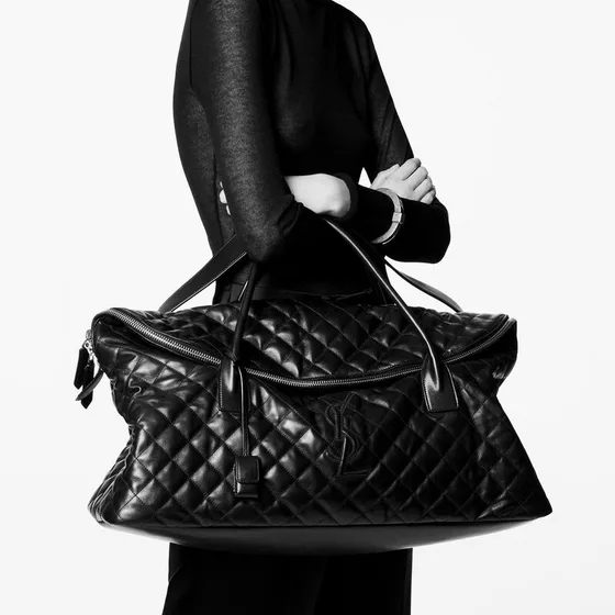YSL Es Giant Travel Bag In Quilted Kulit Hitam Tote Bag