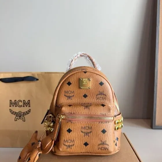 MCM Stark Side Studs Backpack Mini Cognac Backpack