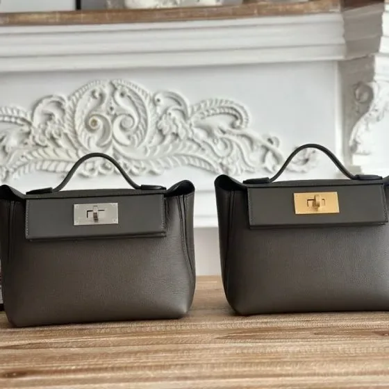 Hermes 24 24 Mini Etain Gray Top Handle